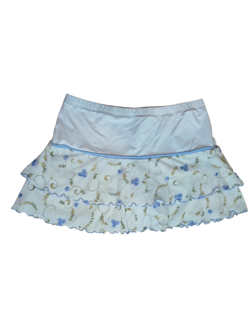 Sportsgirl White Skort with Light Blue Floral Embroidery